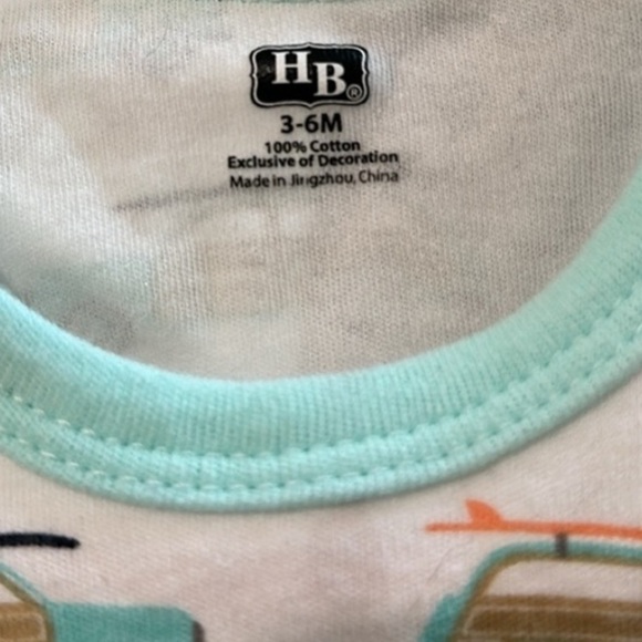 HB Onsies (x2) 3-6 Months Beach Theme White and Blue - Picture 4 of 4